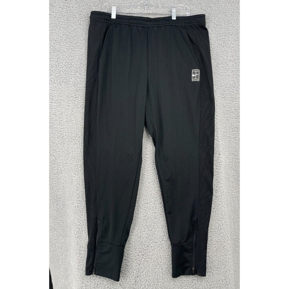 Nike XL Women's TENNIS Pants NikeCourt Dry w Zip @ Ankles Black Excellent